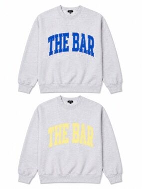 THE BAR Reversible Crewneck Sweatshirt - Gray with Blue or Yellow Logo